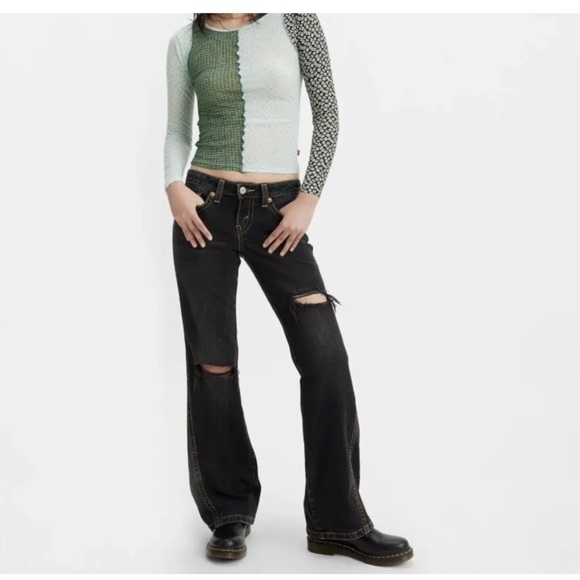 Levi’s Jeans Size 28x32 Women’s noughties Bootcut Distress A Low Rise Blue New - Picture 1 of 16